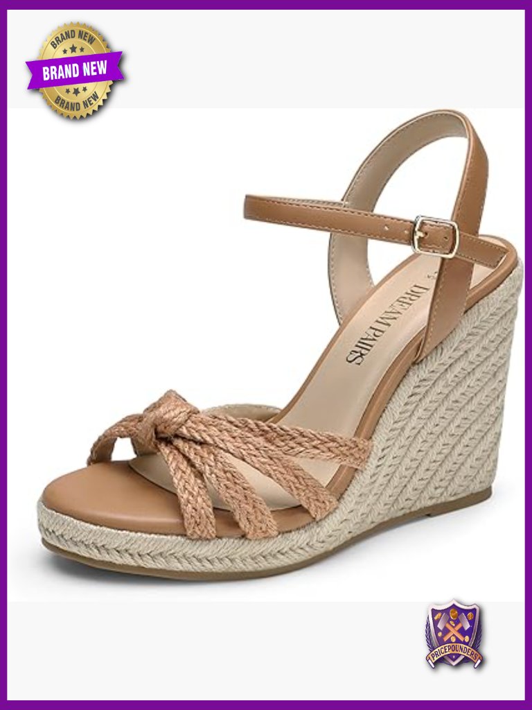 Raffia Wedge Sandals Strappy Espadrille Casual Braided Heels Open Toe Ankle